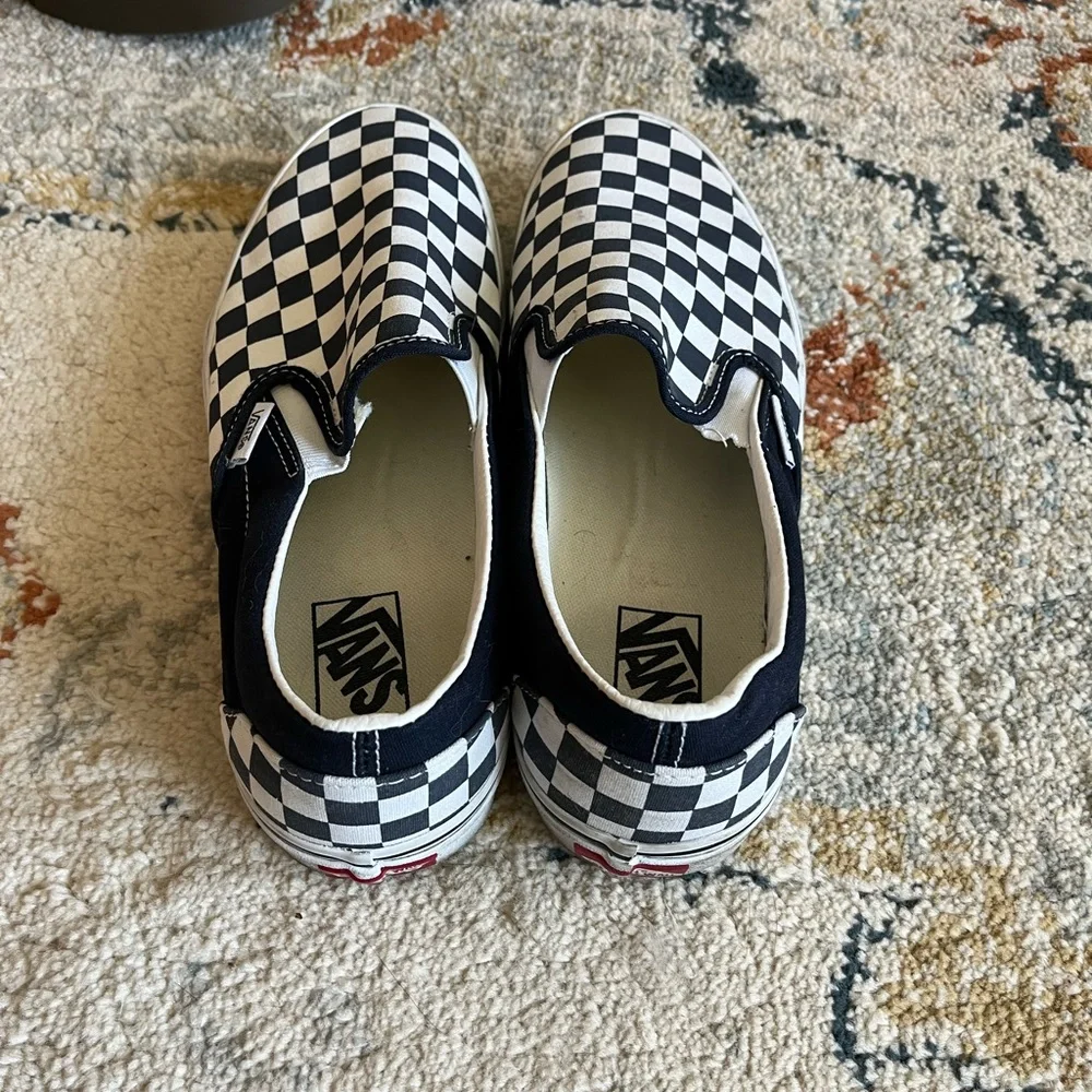 Vans Dark Blue and White Checkerboard Slip-Ons - Picture 4 of 5
